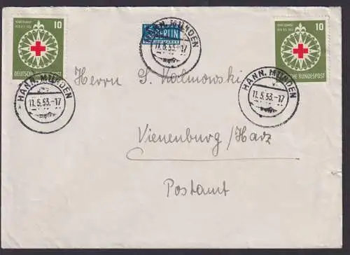 Bund Brief MEF 164 Dunant Rotes Kreuz Hann. Münden Vienenburg Goslar Harz