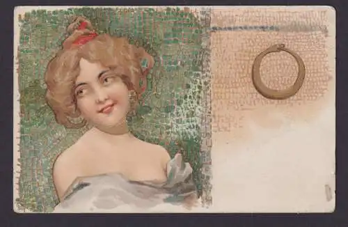 Ansichtskarte Jugendstil Art Nouveau tolle Künstlerkarte Schlange und junge Frau