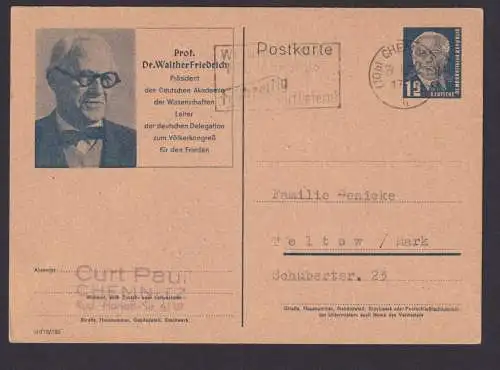 Briefmarken DDR Ganzsache P 52 01 Postreklame Weihnachten Neujahr Chemnitz nach