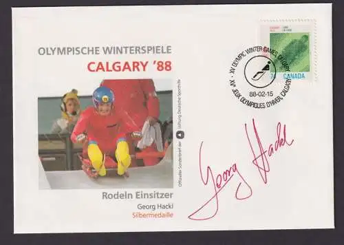 Briefmarken Sport Original Autogramm Autograph Georg Hackl Olympia Calgary 1988
