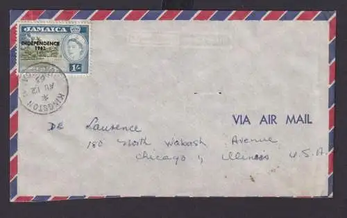 Jamaika Brief EF Queen Elisabeth 1s mit Aufdruck INDEPENDENCE 1962 Kingston