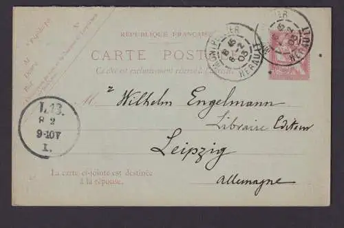 Briefmarken Frankreich Ganzsache P 17 F & A Montpellier Leipzig Kat.-Wert 55,00