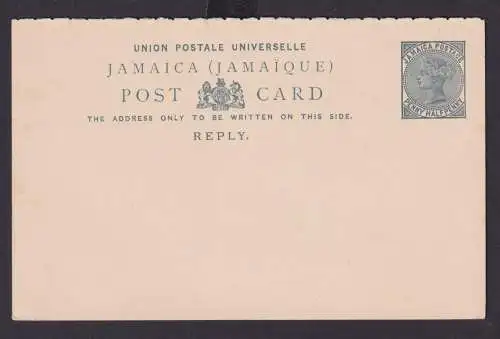 Briefmarken Jamaika Ganzsache Queen Victoria Postcard 11/2p grau Anwortkarte