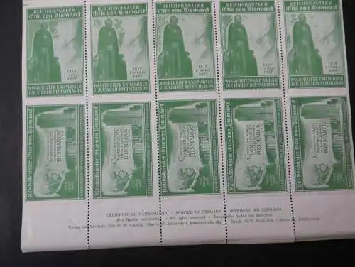 Bismarck Reichskanzler Vignetten Reklame Cinderella Briefmarke sehr selt. Bogen