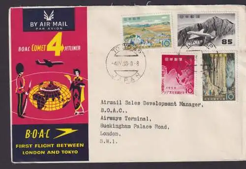 Flugpost Brief Air Mail B.O.A.C. Comet 4 Jetliner Erstflug London Großbritannien