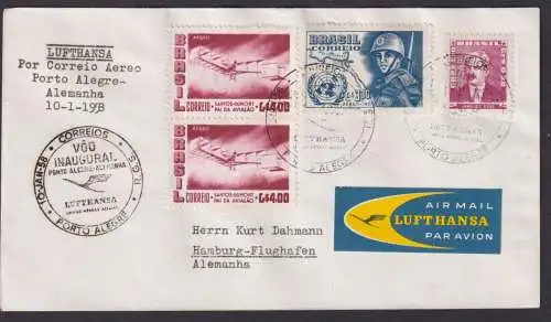 Flugpost Brief Air Mail Lufthansa Porto Alegre Brasilien Hamburg Flughafen