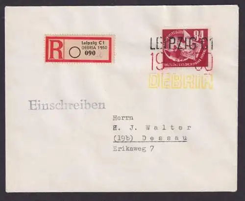 DDR R Brief EF 260 Philatelie Leipzig n. Dessau Sonder R Zettel DEBRIA Kat 65,00