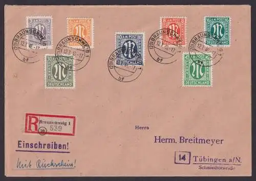 Bizone AM Post Brief MIF 34 Az Braunschweig Tübingen 12.7.1946 Kat 850,00 ++