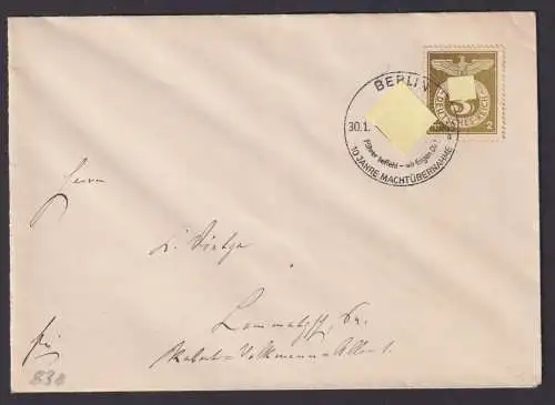 Deutsches Reich Brief Berlin Lommatzsch Sachsen SST 10 J. Machtübernahme Führer
