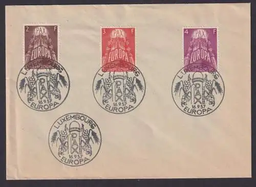 Luxemburg 572-574 Europa 1957 Brief als FDC Kat.-Wert 75,00