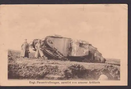 Militaria Ansichtskarte Feldpost Engl.Panzerkraftwagen 1.Weltkrieg Neunkirchen