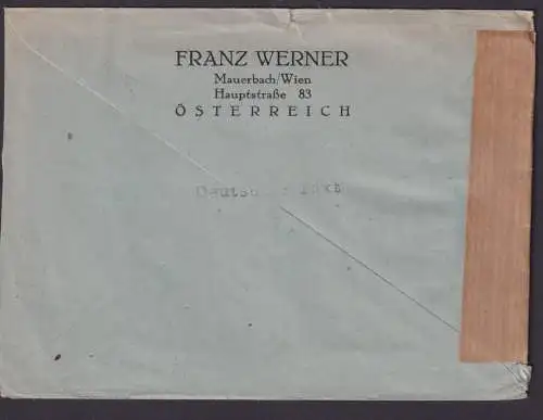 Österreich Zensur Brief MIF Paar Schubert + Grillparzer Komponist + Dichter Wien