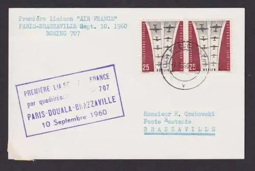 Flugpost Brief Air Mail Air France Paris Brazzaville Paar Berlin Freudenstadt