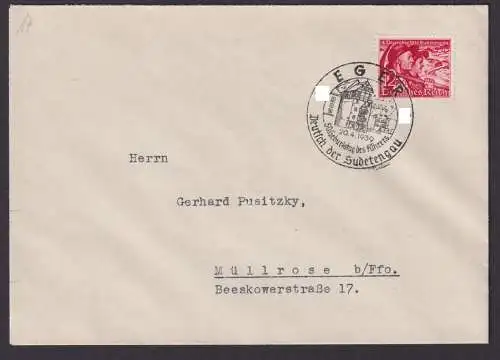 Deutsches Reich Brief Eger SST Deutsch der Sudetengau 50 Geburtstag