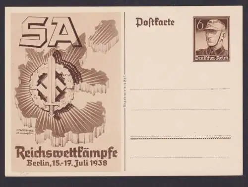 Briefmarken Deutsches Reich Ganzsache Sport SA Reichswettkämpfe Berlin 1938