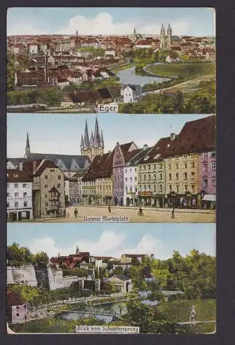 Eger Ansichtskarte Tschechien Marktplatz u.s. nach Coburg 12.6.1913