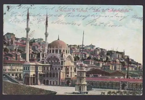 Türkei Istanbul Constantinopel Asnichtskarte Moschee m. rotem Feldpost Aufkleber