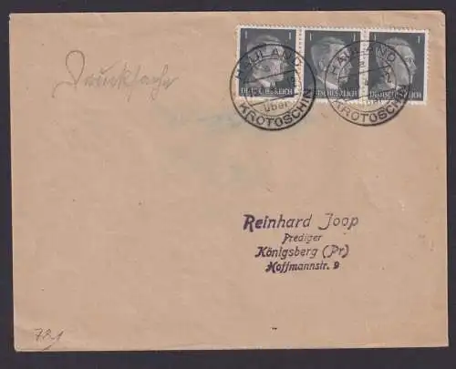 Hauland Krotschin Südpreußen Brief MEF Deutsches Reich Königsberg selt. Landpost