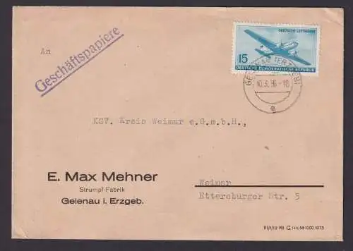 Briefmarken DDR Brief EF 514 Flugpost Luftverkehr Gelenau Erzgebirge n Weimar
