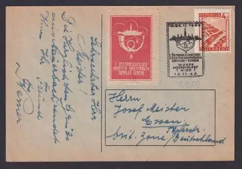 Österreich Wien Philatelie sehr iner. Anlasskarte Arbeiter Briefmarken Sammler