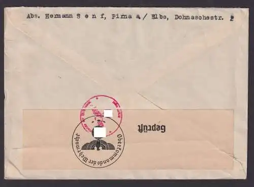 Deutsches Reich Zensur Brief Pirna Sachsen Malmö Schweden Hindenburg