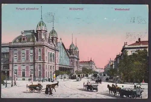 Budapest Ansichtskarte Westbahnhof Ungarn Kriegsfürsorge Graz Österreich plus