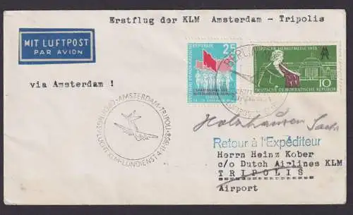 Flugpost Brief Air Mail KLM Amsterdam Tripolis Libyen Lufthansa DDR Zuleitung