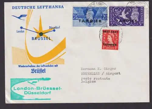 Flugpost Brief Air Mail Lufthansa Wiederaufnahme Luftverkehr mit Brüssel Tangier