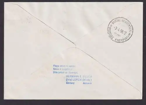 Flugpost Brief Air Mail Lufthansa Wiederaufnahme Luftverkehr mit Brüssel Tangier