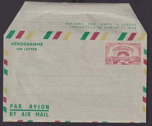 Afrika Kamerun Africa Cameroon Ganzsache Flugpost airmal aerogramm 20 F 1962