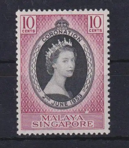 Singapur Singapore Asien Asia 27 Krönung Queen Elisabeth Luxus postfrisch MNH