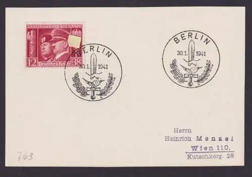 Berlin Karte Deutsches Reich Wien Briefmarke Eichenlaub Schwert Hitler Mussolini