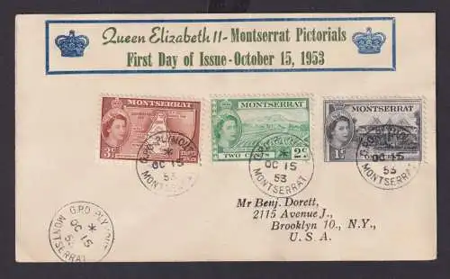 Montserrat Brief Queen Elisabeth GPO Plymouth nach Brooklyn New York USA