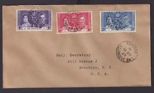 St. Vincent Britische Kolonien Karibik Brief Edinboro nach New York USA Krönung