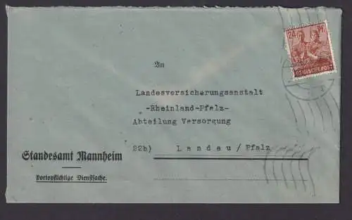 Briefmarken Besetzung Bizone Brief EF Posthorn Bandaufdruck inter. verschoben