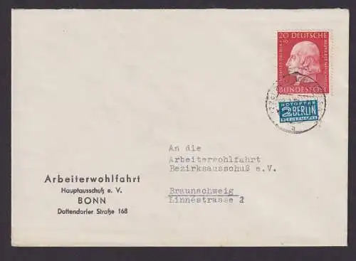 Bundesrepublik Brief 202 Wohlfahrt Helfer Bonn Braunschweig 2.2.1955