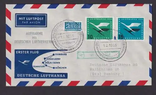 Flugpost Brief Air Mail Lufthansa schöner Beleg Bund MIF 206-207 Düsseldorf