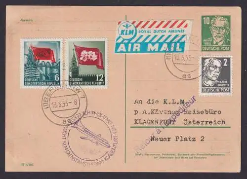 Flugpost Brief Air Mail KLM Dienst Amsterdam Klagenfurt Österreich Zuleitung DDR
