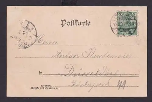 Ansichtskarte Lübbecke Bergerthor NRW nach Düsseldorf 13.06.1901 Deutsches Reich