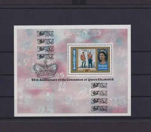 St. Lucia Karibik Krönung Queen Elisabeth Block 15 Luxus postfrisch MNH 1978