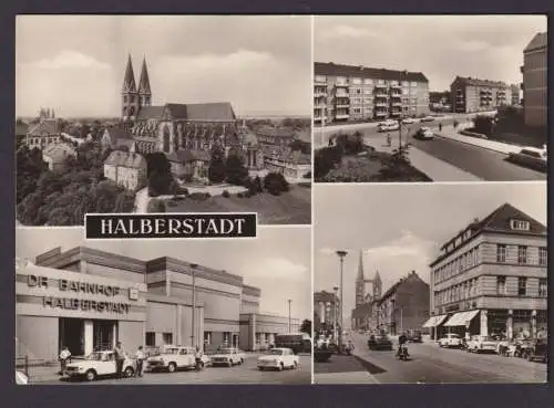 Ansichtskarte Halberstadt Sachsen Anhalt Dom Bahnhof Weingarten Breiter Weg n.