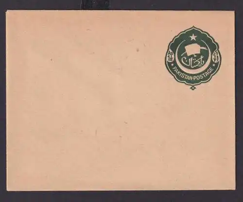 Asien Briefmarken Pakistan Ganzsache Umschlag 1 1/2 As. grün Südasien
