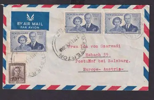 Flugpost Neuseeland Brief 331 u.a. Besuch des Königpaares Queen Elisabeth