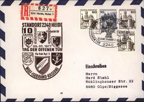 Bund Brief Privat - Ganzsache 2 WST Burgen & Schlösser + ZuF SST Heide Kaserne