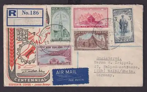 Flugpost Neuseeland R Brief 312-316 Canterbury Besiedlung Pioniere Destination
