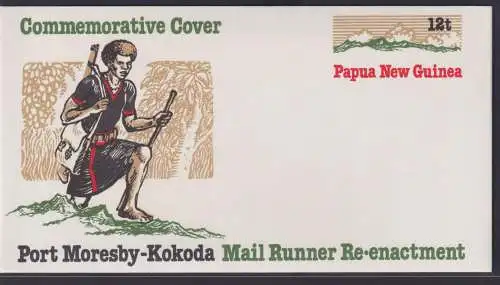 Papua Neuguinea New Guinea Ganzsache Port Moresby Kokoda Mail Runner Re -