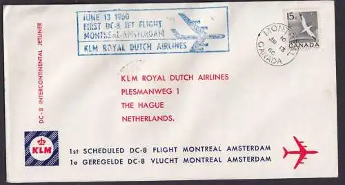Flugpost Brief Air Mail Kanada Erstflug DC 8 Montreal Amsterdam Niederlande
