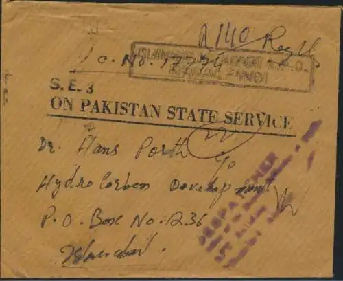 Brief Pakistan Dienstpost 124+ 137 Paar+ 140 Islamabad 18.10.1988