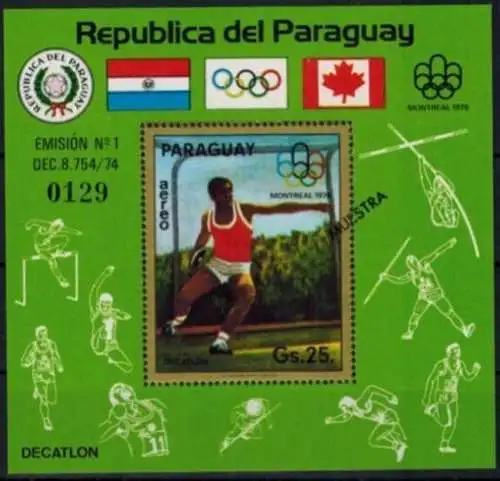 Paraguay Olympia Block 254 + 255 Sport Olympische Sommerspiele Luxus postfrisch