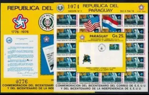 Paraguay Block 279 + 280 Amerikanische Post Mondbrief Raketenpostbrief Kat 40,-